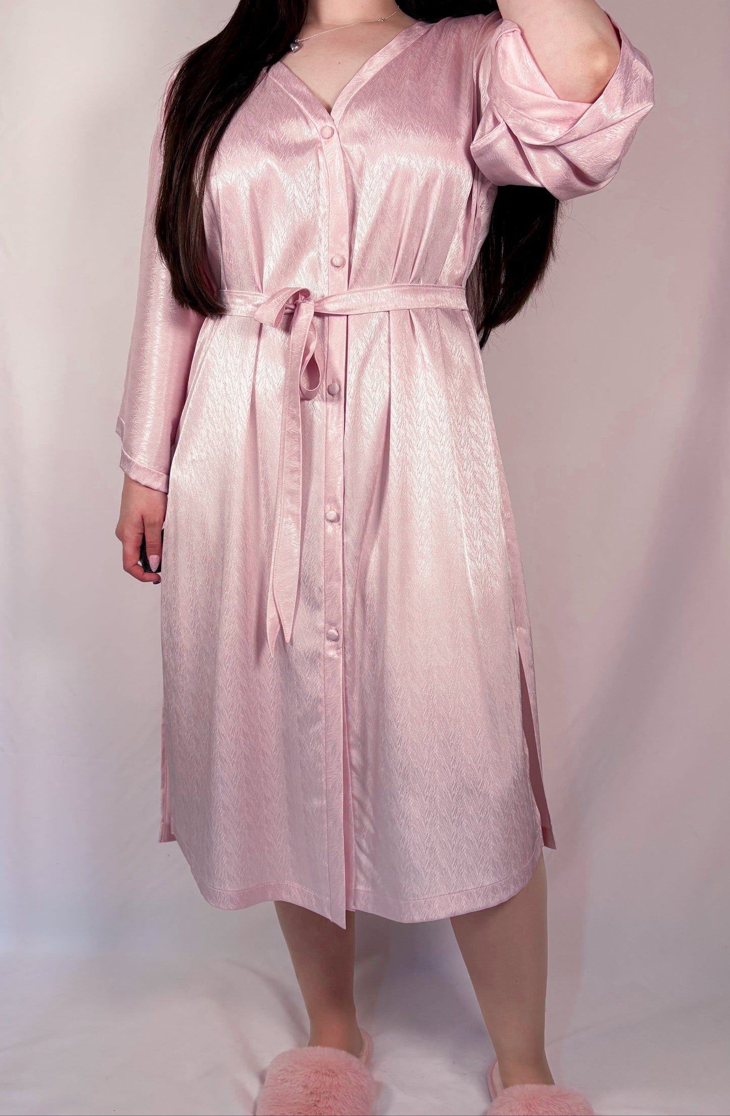 Petal Pink Satin Bathrobe