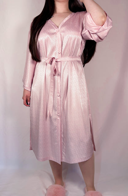 Amoris Pink Satin Bathrobe