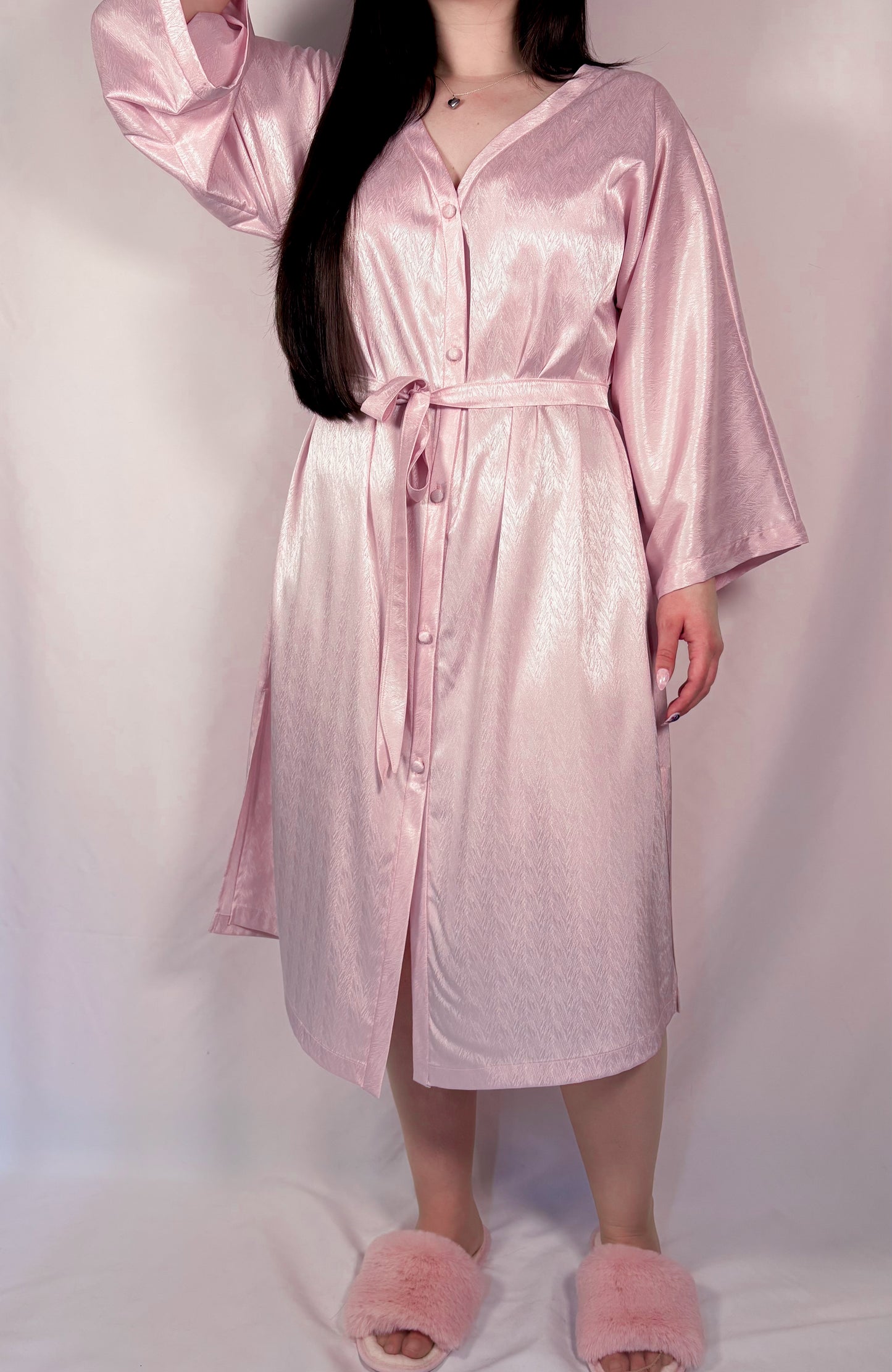 Amoris Pink Satin Bathrobe
