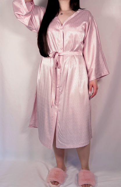 Amoris Pink Satin Bathrobe