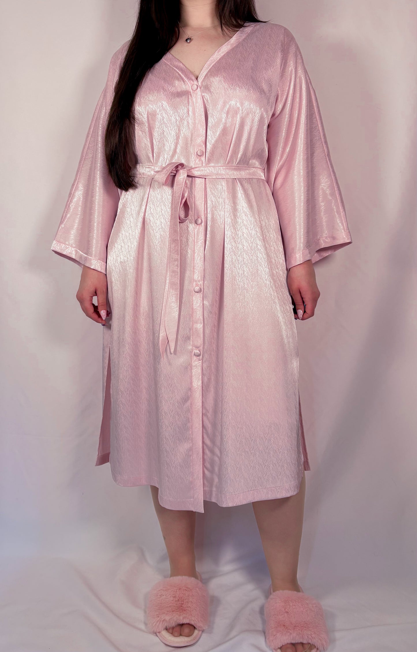 Amoris Pink Satin Bathrobe