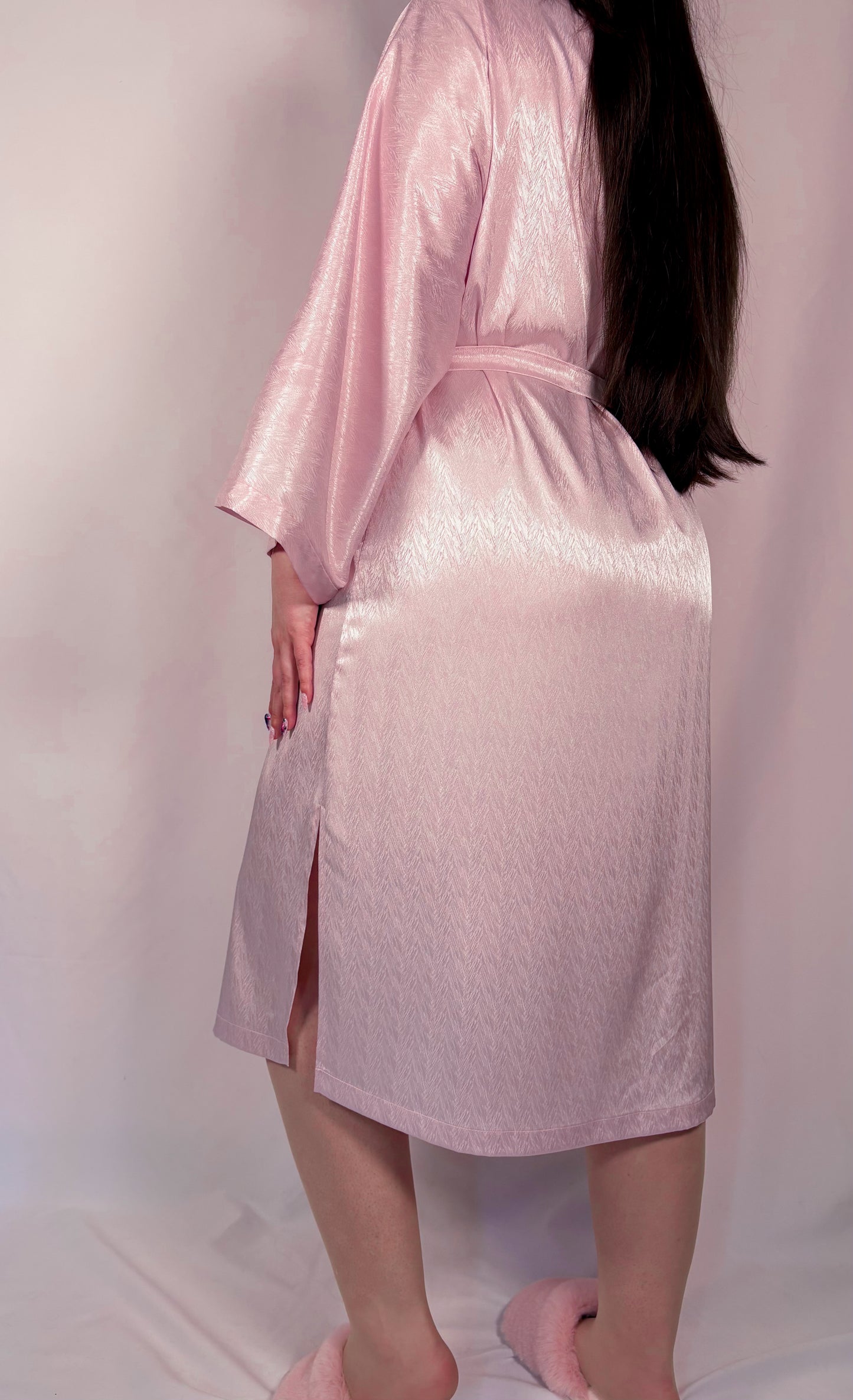 Amoris Pink Satin Bathrobe