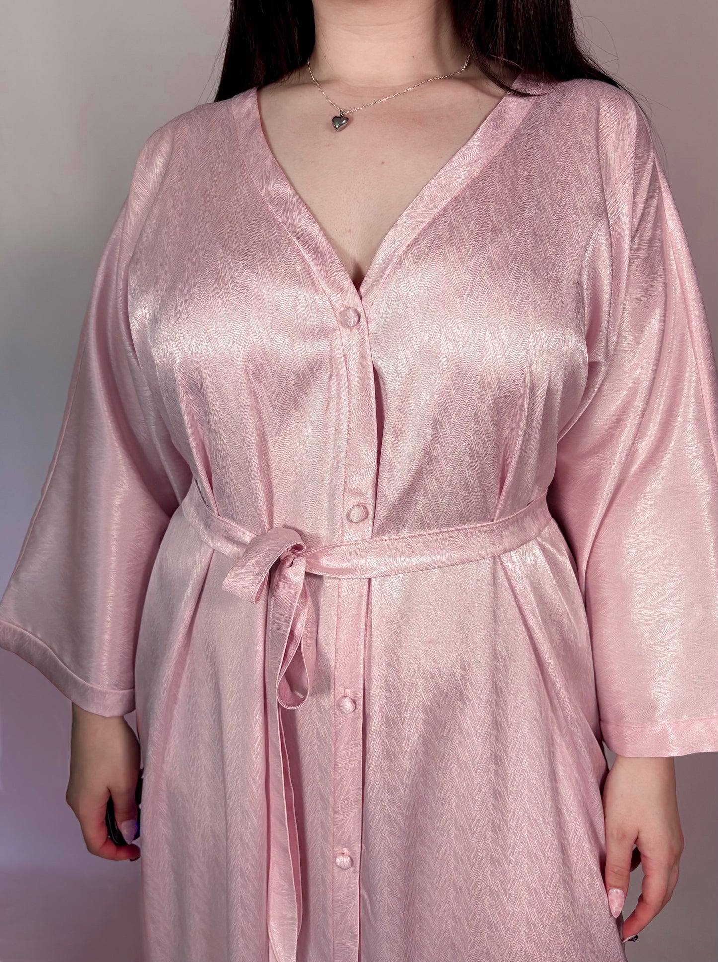 Amoris Pink Satin Bathrobe
